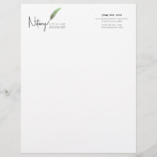 Minimalist Green & White Simple Modern Notary Letterhead