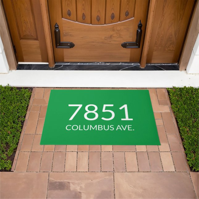 Minimalist green white solid plain modern elegant doormat (Outdoor)