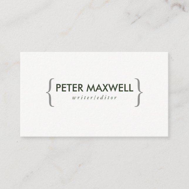 Minimalist Green with Brackets Business Card (Front)