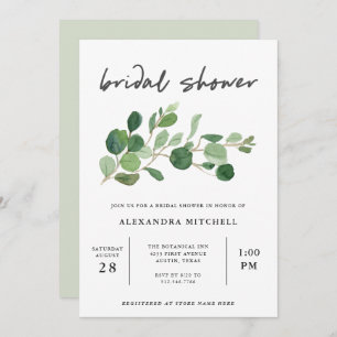 Minimalist Greenery   Bridal Shower Invitation