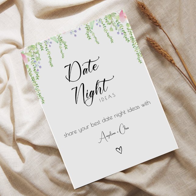 Minimalist Greenery Date Night Ideas Sign (Creator Uploaded)