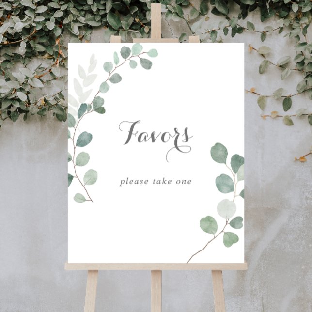 Minimalist Greenery Eucalyptus Favours Sign (Creator Uploaded)
