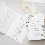 Minimalist Greenery Eucalyptus Folded Wedding Program<br><div class="desc">This minimalist greenery eucalyptus folded wedding program is perfect for a rustic wedding. The design features watercolor elegant green eucalyptus leaves.

Include a quote or short message,  order of service,  wedding party and thank you message.</div>