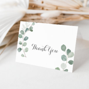 Minimalist Greenery Eucalyptus Folded Wedding  Thank You Card