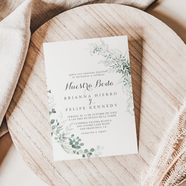 Minimalist Greenery Eucalyptus Nuestra Boda  Invitation (Creator Uploaded)