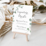 Minimalist Greenery Eucalyptus Signature Drinks  Poster<br><div class="desc">This minimalist greenery eucalyptus signature drinks poster is perfect for a rustic wedding. The design features watercolor elegant green eucalyptus leaves.

Personalize the sign with the names of the bride and groom and their favourite drink choice.</div>