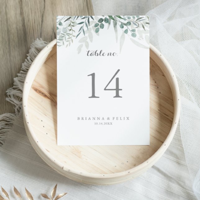 Minimalist Greenery Eucalyptus Wedding Table Number (Creator Uploaded)