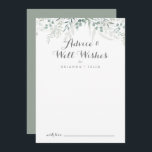 Minimalist Greenery Eucalyptus Wedding Well Wishes Advice Card<br><div class="desc">This minimalist greenery eucalyptus wedding well wishes advice card is perfect for a rustic wedding. The design features watercolor elegant green eucalyptus leaves. These cards are perfect for a wedding, bridal shower, baby shower, graduation party & more. Personalize the cards with the names of the bride and groom, parents-to-be or...</div>