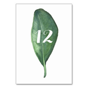 Minimalist Greenery Foliage Green Leaf Table Numbe Number