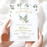 Minimalist Greenery Little Birdie Birthday