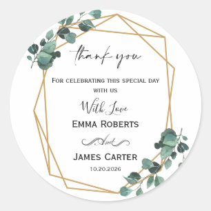 Minimalist Greenery Thank You Round Sticker