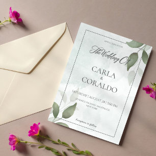 Minimalist Greenery Wedding Invitation