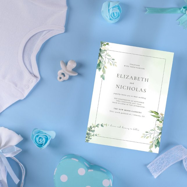 Minimalist Greenery Wedding Invitation (Creator Uploaded)