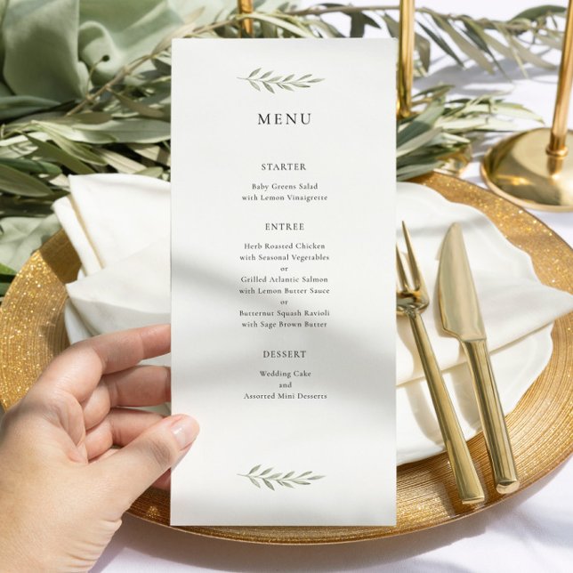 Minimalist Greenery Wedding Menu Elegant Botanical (Creator Uploaded)