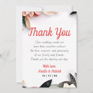 Minimalist Greenery Wedding Paper Quilling Frame Thank You Card