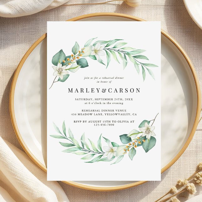 Minimalist Greenery Wedding Rehearsal Dinner Invitation (Creator Uploaded)
