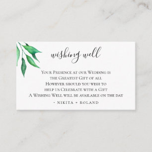 Minimalist Greenery Wedding Wishing Well Enclosure Card