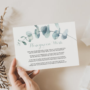 Minimalist Greenery White Honeymoon Wish   Enclosure Card