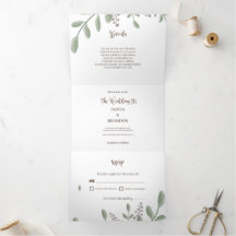 Minimalist Greenery with Watercolor Floral Wedding