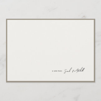 Minimalist Greige Border Personalized Script Card