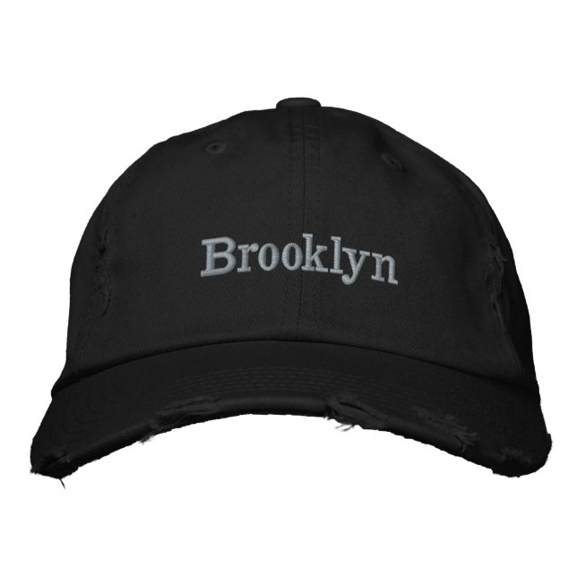 Minimalist grey black Custom name text modern Embroidered Hat (Front)