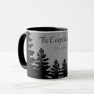 Minimalist grey black pine tree silhouette     mug