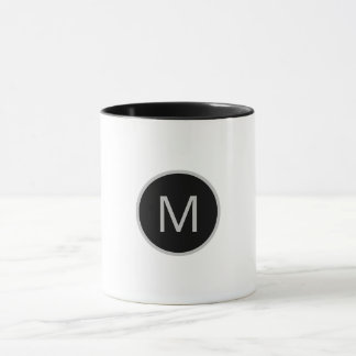 Minimalist Grey Black Round Monogram Mug
