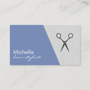 Minimalist Grey Blue Geometric Shears Business Card