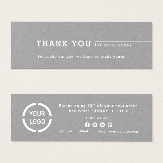 Minimalist grey business logo thank you insert (Front & Back)