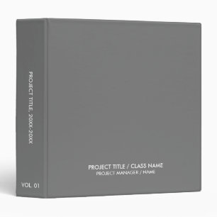 Minimalist grey custom class name project title binder