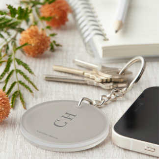 Minimalist Grey | Custom Name & Initials Grey Keychain