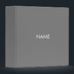 Minimalist grey custom name monogram solid simple binder<br><div class="desc">Minimalist modern grey custom name text or monogram solid plain simple elegant 3 ring binder.
Customizable white text (it can be deleted) on grey background.
Great for school,  office,  business,  portfolio,  photo album,  recipe book or cookbook</div>