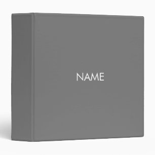 Minimalist grey custom name monogram solid simple binder