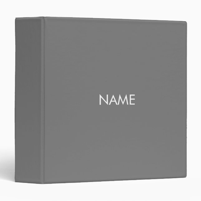 Minimalist grey custom name monogram solid simple binder (Front/Spine)