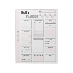 Minimalist Grey Daily Planner - Customizable Name Notepad