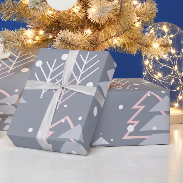 Minimalist grey elegant Christmas pattern Wrapping Paper (Holidays)