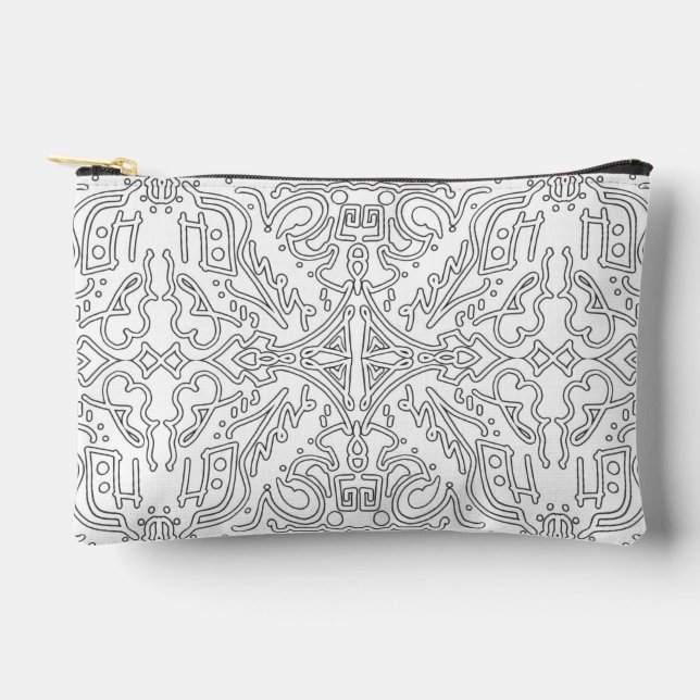 Minimalist Grey Floral Pattern Accessory Pouch (Front)
