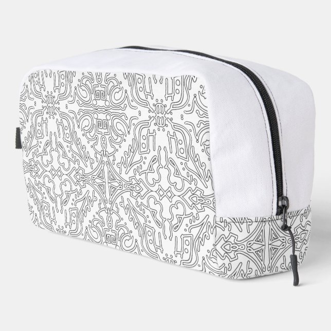 Minimalist Grey Floral Pattern Dopp Kit (Right Corner)