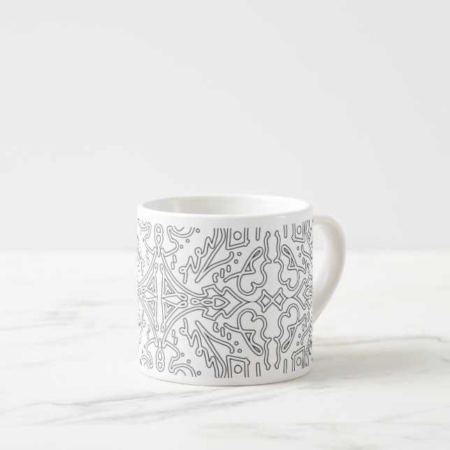Minimalist Grey Floral Pattern Espresso Cup (Front Right)