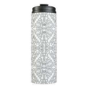Minimalist Grey Floral Pattern Thermal Tumbler
