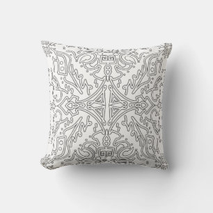 Minimalist Grey Floral Pattern Throw Pillow