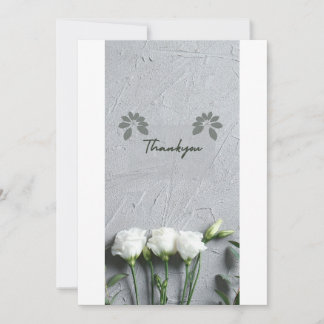 Minimalist Grey Floral Thank You Card – Elegant Wh