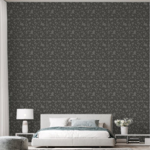 Minimalist Grey Flowing floral botanical sihouette Wallpaper