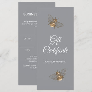 Minimalist grey gift certificate Business card