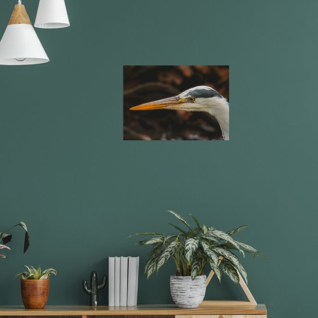Minimalist Grey Heron Profile Fine Art Print (Living Room 1)