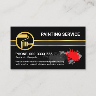Minimalist Grey Layer Gold Painting Lines Business Card