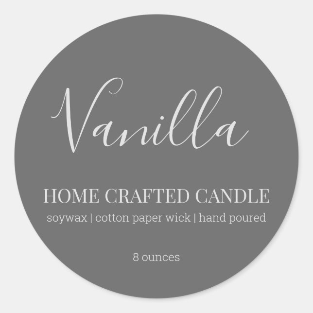 Minimalist Grey Modern Candle Label Sticker (Front)