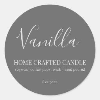 Minimalist Grey Modern Candle Label Sticker