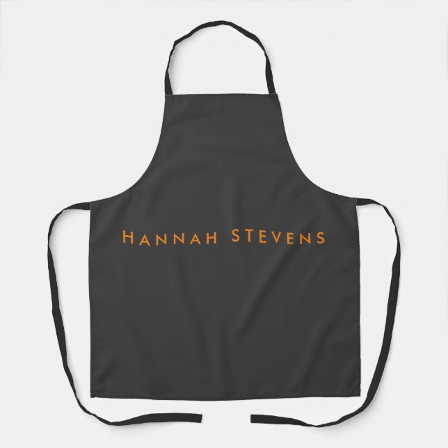 Minimalist Grey Professional Modern Your Name Apron (Front)