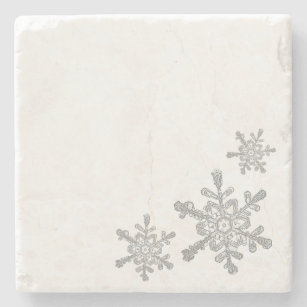 Minimalist Grey Real Snowflake Stone Coaster
